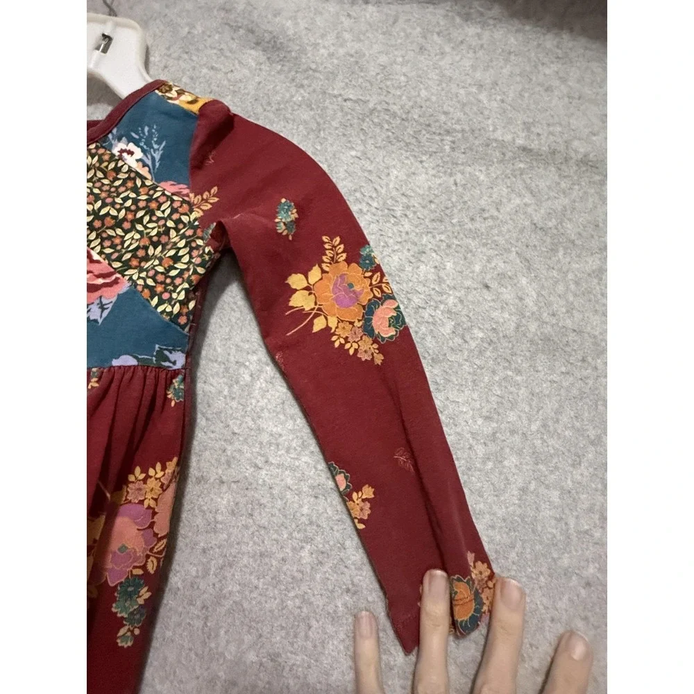 Matilda Jane Dress Girls 6 Red Floral Long‎ Sleeve Knit Knee Length Boho